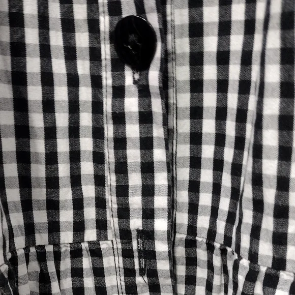 Zara Gingham Tiered Babydoll Dress Women's M Black White Boho Retro 90s Y2K - Picture 7 of 8